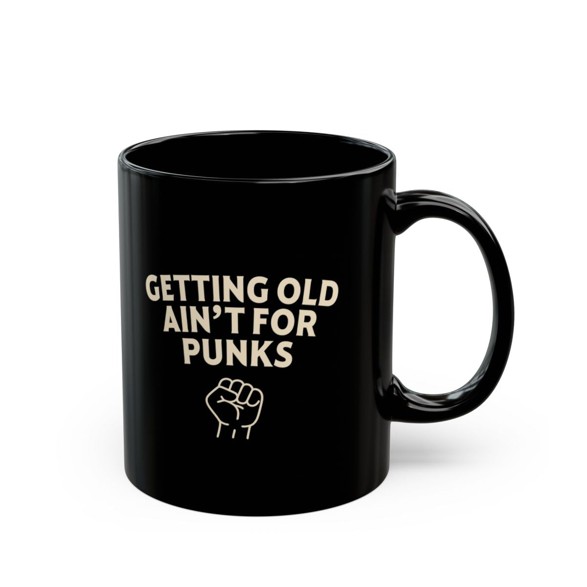 "Getting Old Ain't for Punks" Black Coffee Mug – Funny Gift for Dad or Grandpa